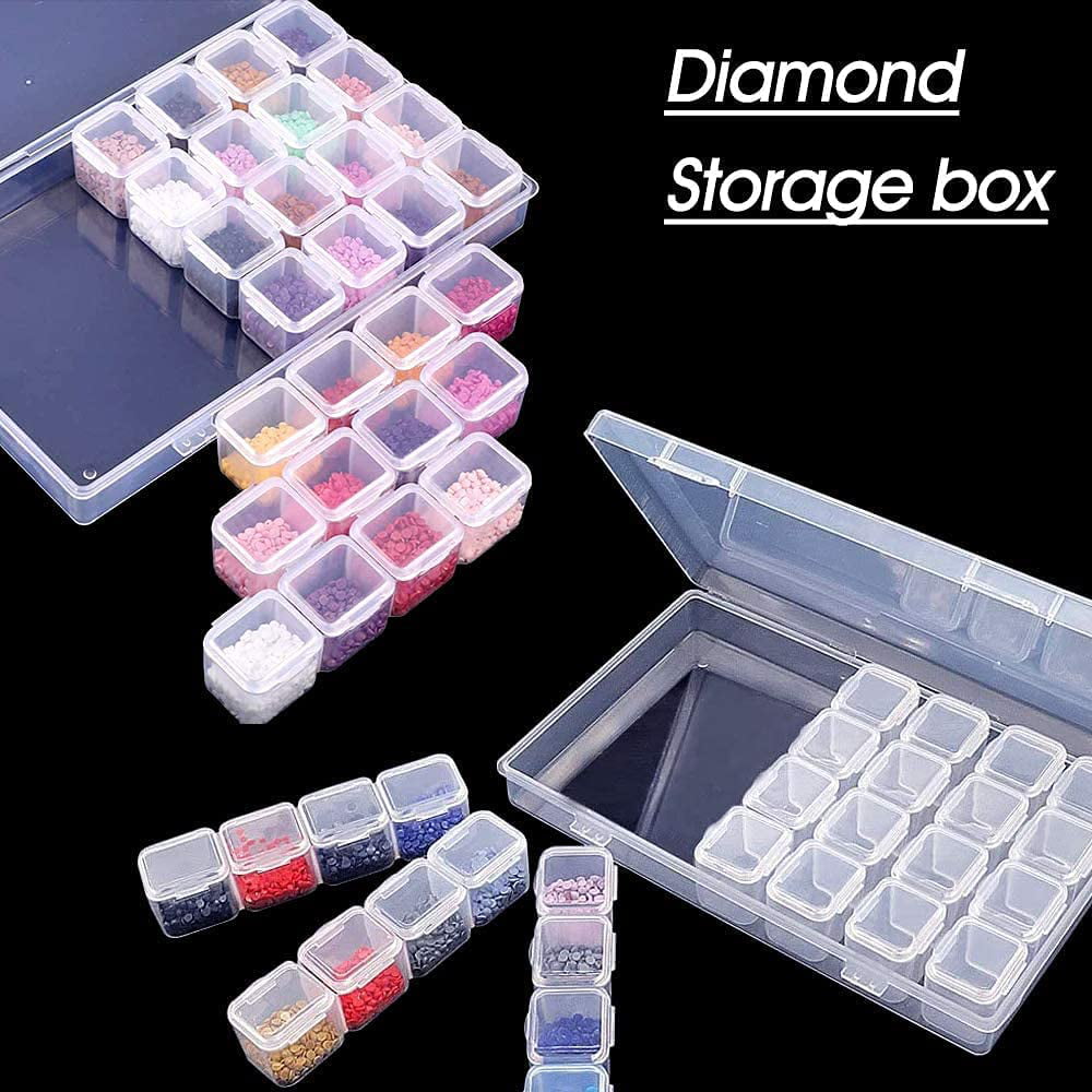 IZEYNO Diamond Painting Accessories, 2 Pack 28 Grids Storage Containers Case Tools Kit for Adults Kids