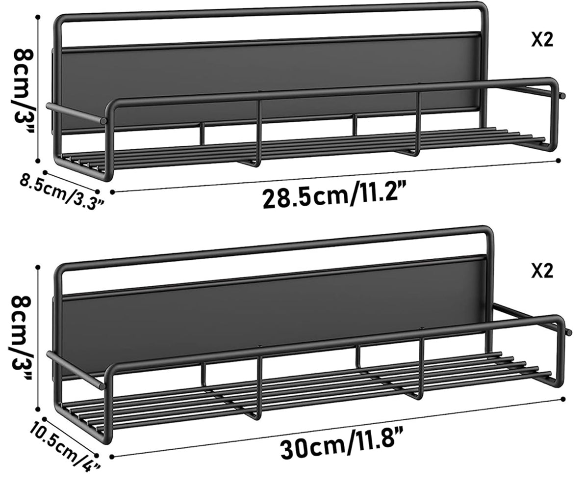 IZEYNO 4 Pack Magnetic Spice Rack for Refrigerator, Side of Fridge Storage Shelves, Kitchen Shelf Organizer