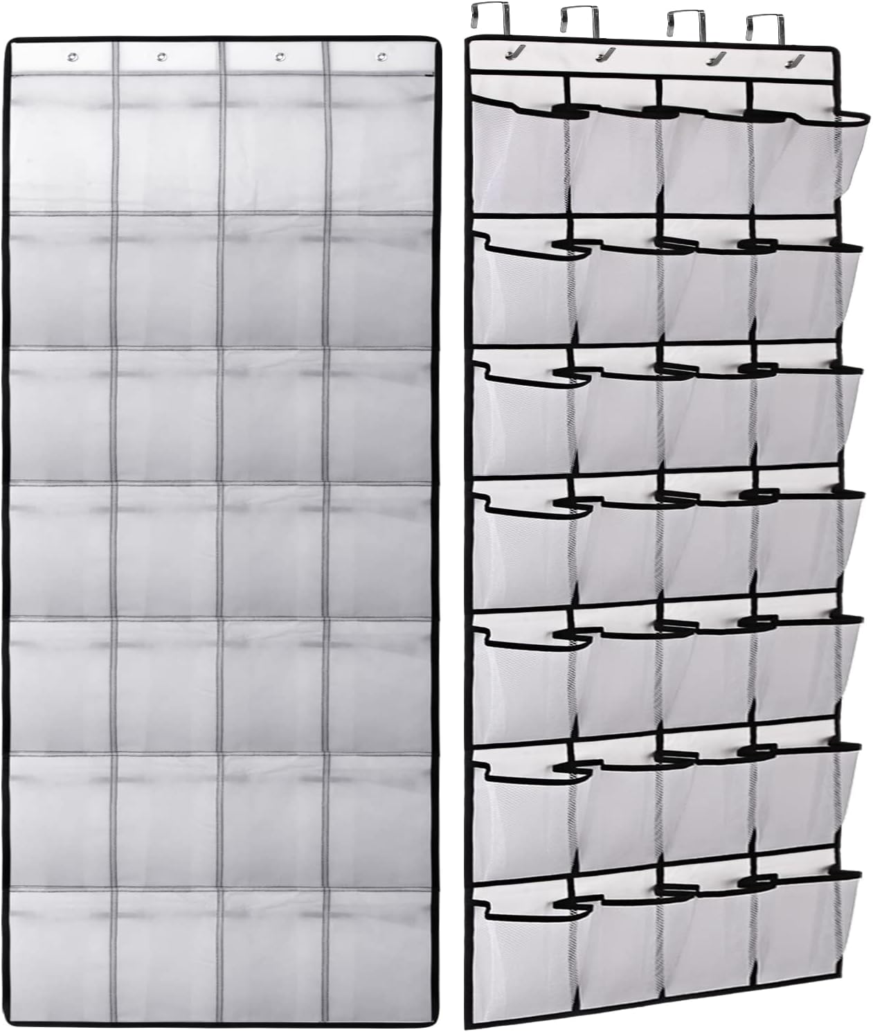 IZEYNO Over the Door Shoe Rack, 28 Large Mesh Pockets Hanging Shoe Organizer for Closet White