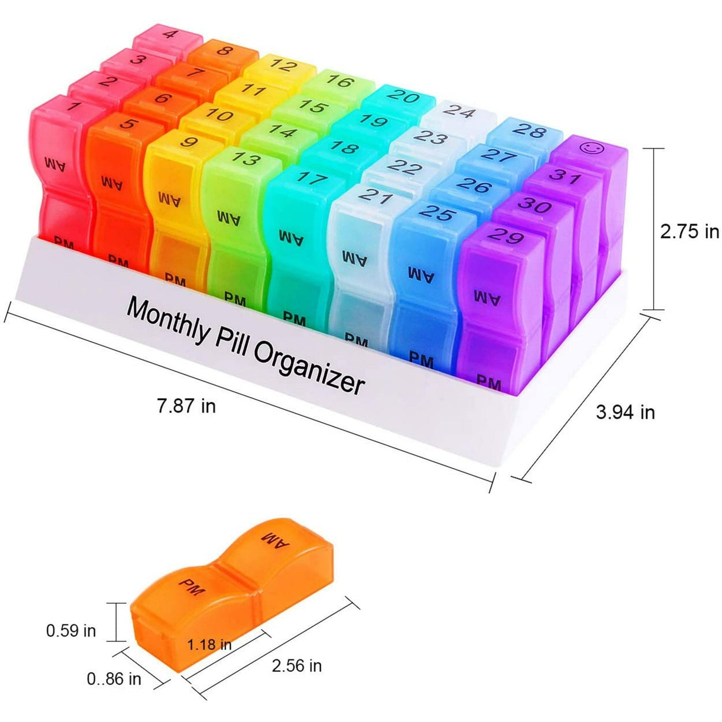 IZEYNO Monthly Pill Organizer 2 Times a Day, 31 Day AM/PM Daily Pill Case 32 Compartments Pill Dispenser Container to Hold Vitamins, Supplements and Medication