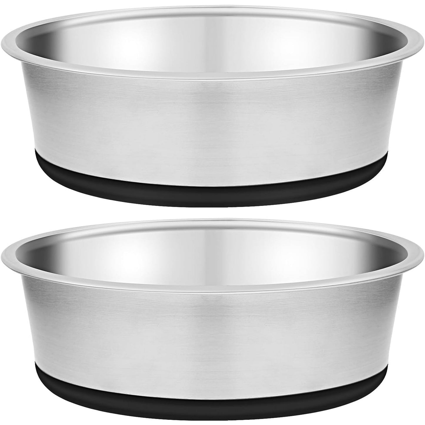 IZEYNO 2 Pack Stainless Steel Dog Bowls, Rubber Base Non-slip Quiet Pet Bowls for Cats and Dogs, 4 Cup, Black