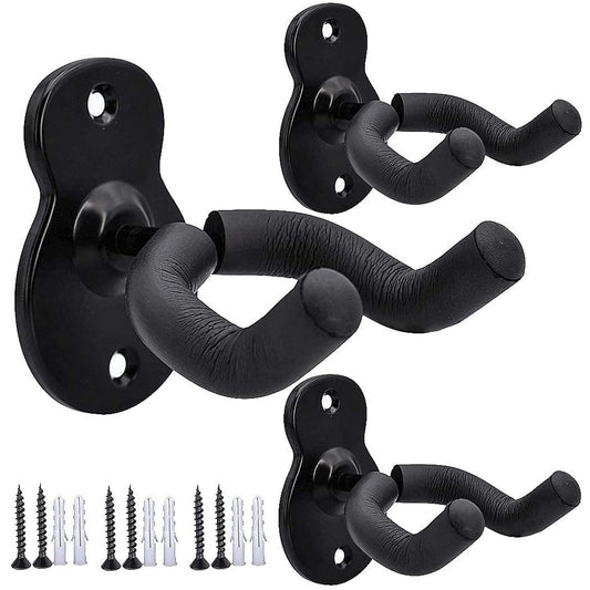 IZEYNO Guitar Wall Mount Wall Hanger 3 Pack, Guitar Style Holder Hooks Stand for Acoustic Electric Bass Ukulele Banjo Mandolin