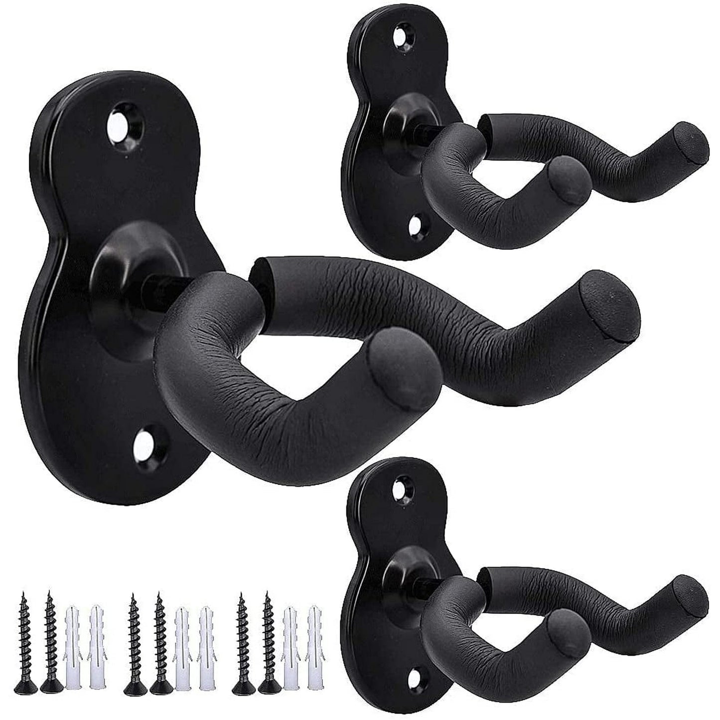 IZEYNO Guitar Wall Mount Wall Hanger 3 Pack Guitar Style Holder Hooks Stand for Acoustic Electric Bass Ukulele Banjo Mandolin