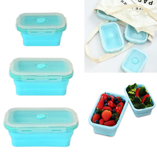 IZEYNO Meal Prep Containers, 3 Pcs Silicone Collapsible Food Storage Containers with Lids Airtight, Lunch Boxes, Microwave, Oven, Freezer and Dishwasher Safe