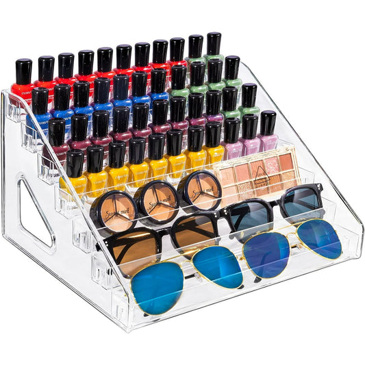 IZEYNO 7-Tier Nail Polish Organizer, Clear Acrylic Display Rack for Sunglasses, Essential Oils, Holds up to 64-84 Pcs, Desktop storage