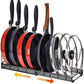 IZEYNO Pot Rack, Expandable Pan Organizer, Pot Lid Holder with 10 Adjustable Compartment for Kitchen Cabinet Cookware