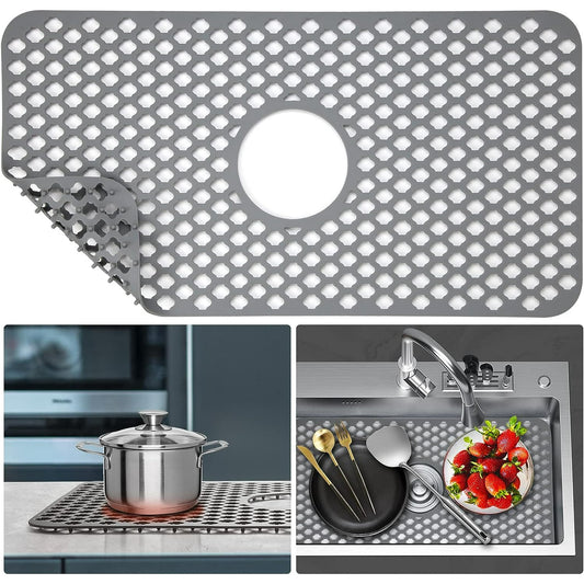 IZEYNO Silicone Sink Mat Protector, 24.8"x 13" Sink Grid for Farmhouse Kitchen Stainless Steel Sink