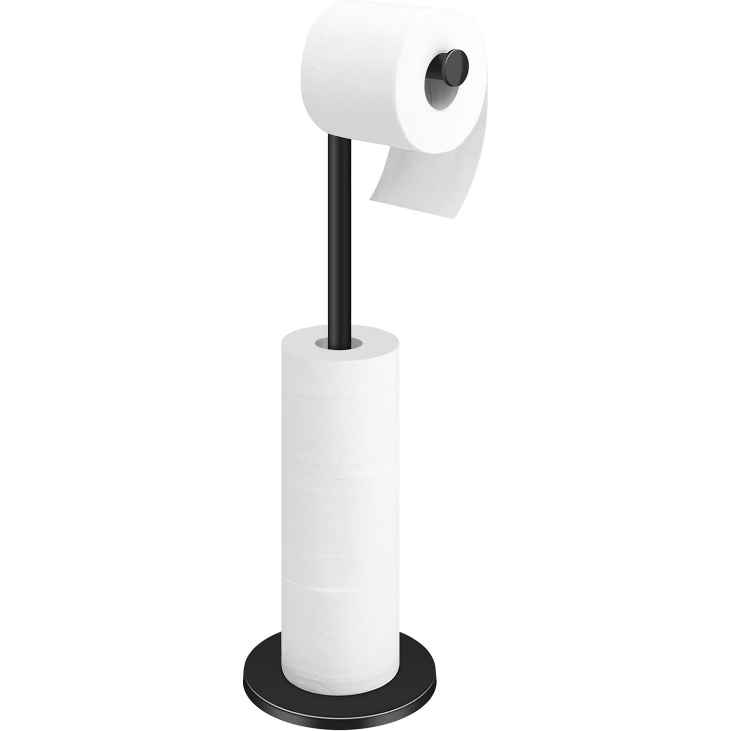 IZEYNO Toilet Paper Holder Stand, Freestanding Toilet Roll Holder, Stainless Steel Paper Storage for Bathroom Black