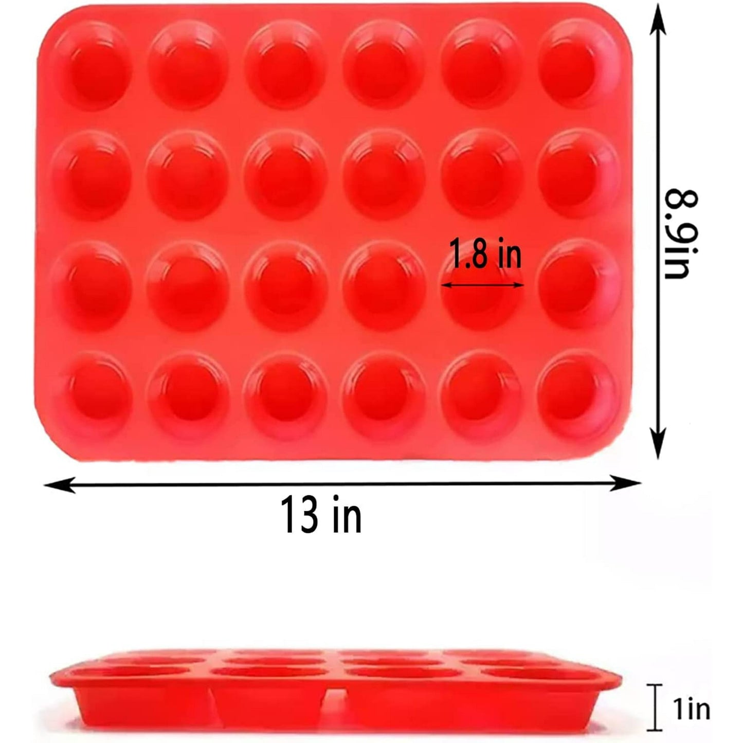 IZEYNO Mini Cupcake Mold, Silicone Muffin Pan with 24 Cups, BPA Free and Dishwasher Safe, Great for Making Muffin Cakes, Tart, Bread