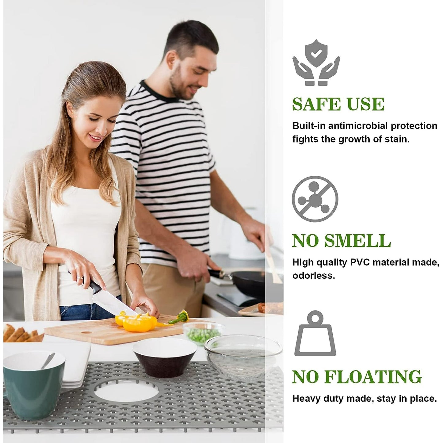 IZEYNO Silicone Sink Mat Protector, 24.8"x 13" Sink Grid for Farmhouse Kitchen Stainless Steel Sink