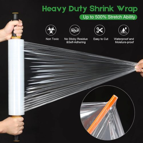 Alternative view of IZEYNO 15 Inch Clear Stretch Wrap Roll with Handles, 1000 Feet Heavy-Duty Shrink Wrap for Moving, Packing, and Pallet Wrapping
