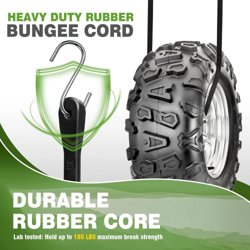 Alternative view of IZEYNO 10 Pack Heavy Duty Bungee Cords with Hooks, EPDM Rubber Tarp Straps in 10", 15", 21", 31" Sizes for Cargo, Bikes, Camping Gear, Luggage - Max Stretch 1.5X, Load 180 lbs