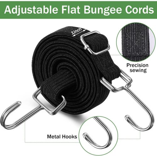 Alternative view of IZEYNO Bungee Cords Heavy Duty, 4 Pack 80 Inch Adjustable Flat Elastic Bungee Straps with Hooks for Securing Tarps, Luggage, Tents, Bikes