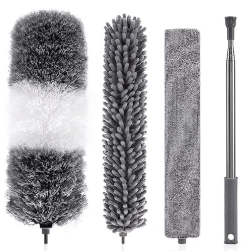 IZEYNO Microfiber Duster, 4 PCS Detachable & Bendable Dusters with Extension Pole (30-100inch), Washable Dusters for Cleaning Ceiling Fan, Blinds, Furniture, Cars