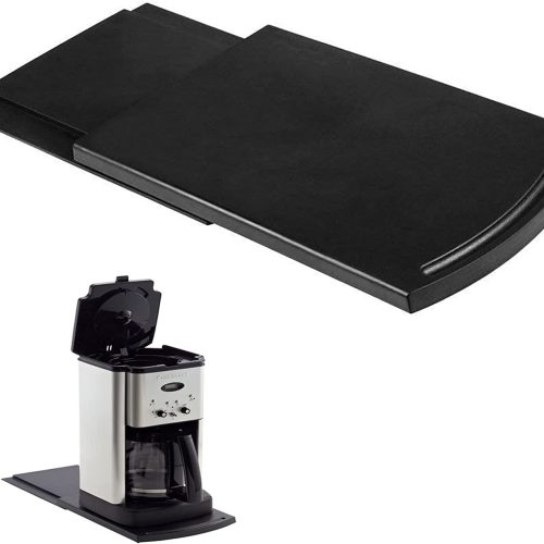 IZEYNO Coffee Maker Trays, Kitchen Caddy Sliding Coffee Tray Mat, 12'' Under Cabinet Appliance Coffee Maker Toaster Countertop Storage Moving Slider with Smooth Rolling Wheels