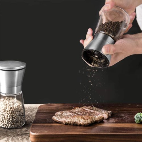 Alternative view of IZEYNO Salt and Pepper Grinder Set of 2, Premium Stainless Steel Spice Mill with Adjustable Coarseness