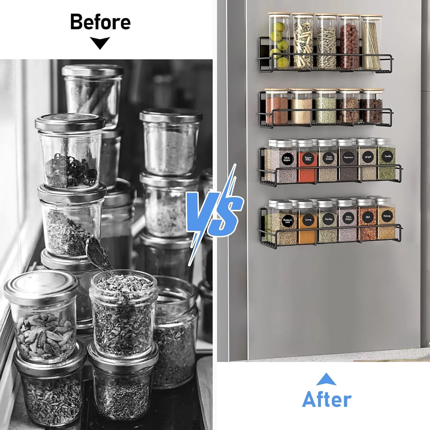 IZEYNO 4 Pack Magnetic Spice Rack for Refrigerator, Side of Fridge Storage Shelves, Kitchen Shelf Organizer - Image 6