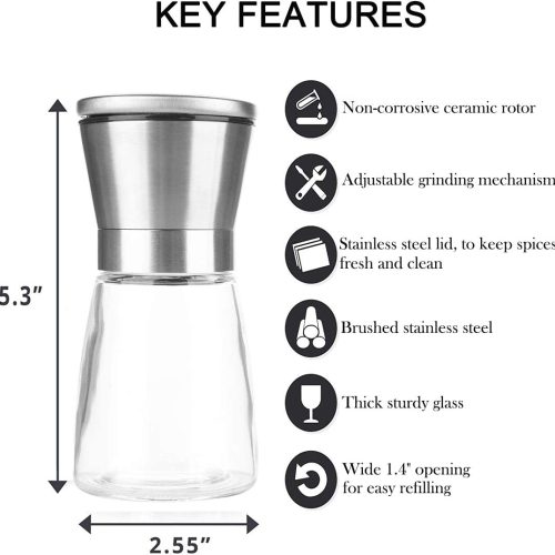 Alternative view of IZEYNO Salt and Pepper Grinder Set of 2, Premium Stainless Steel Spice Mill with Adjustable Coarseness