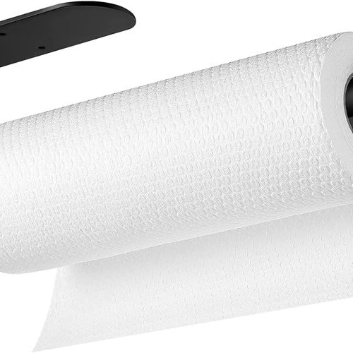 IZEYNO Paper Towel Holder Under Cabinet Wall Mount for Kitchen, Both Available in Adhesive and Screws