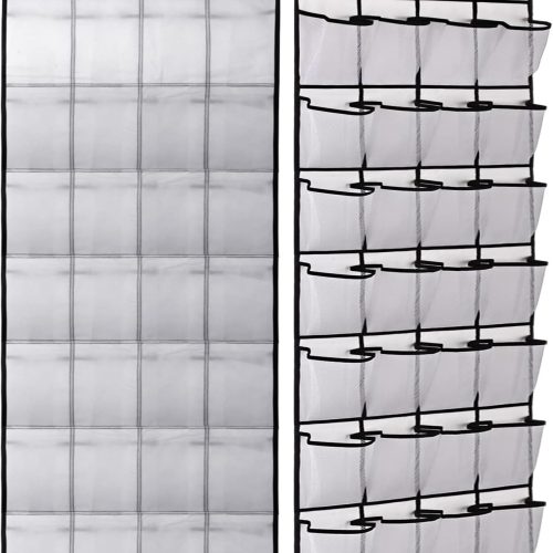 IZEYNO Over the Door Shoe Rack, 28 Large Mesh Pockets Hanging Shoe Organizer for Closet White