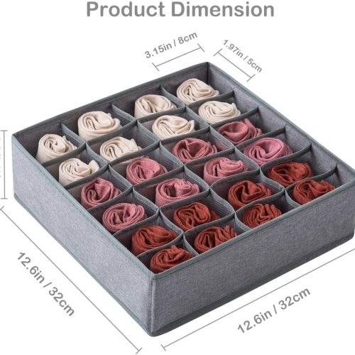 Alternative view of IZEYNO 2 Pack Socks Underwear Drawer Organizer Divider, 24 Cell and 16 Cell Collapsible Cabinet Closet Storage Boxes for Clothes, Handkerchiefs, Lingerie, Ties