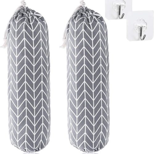 IZEYNO Plastic Bag Holder Set of 2, Reusable Grocery Bag Holder, Wall Mount Shopping Bags Storage Dispenser for Home Kitchen, 22x9", Parallelogram Gray