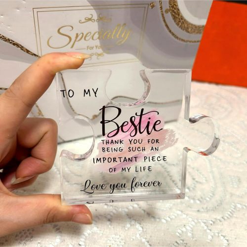 Alternative view of IZEYNO Bestie Gifts for Women, 3.9 x 3.2 Inch Acrylic Puzzle Plaque Decorations for Best Friend Birthday
