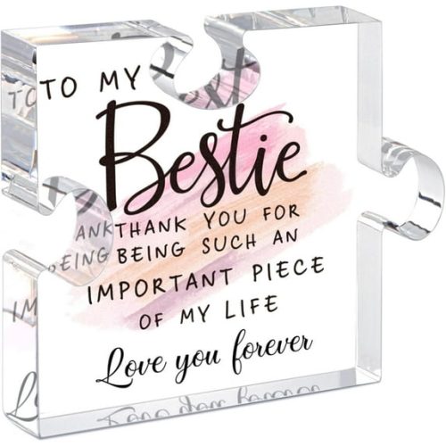 IZEYNO Bestie Gifts for Women, 3.9 x 3.2 Inch Acrylic Puzzle Plaque Decorations for Best Friend Birthday
