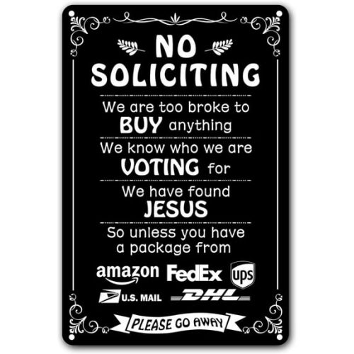 IZEYNO Humorous No Soliciting Sign for Front Door, 8 x 12 Inch Metal Sign for House