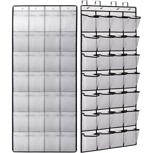 IZEYNO Over the Door Shoe Organizer, 28 Mesh Pockets Hanging Shoe Organizer for Closet, White, 1 Pack