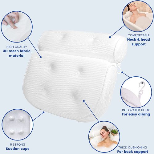 Alternative view of IZEYNO Bath Pillows for Tub Neck and Back Support, Bathtub Pillows with 6 Non Slip Suction Cups, Spa Pillows for Bathtub